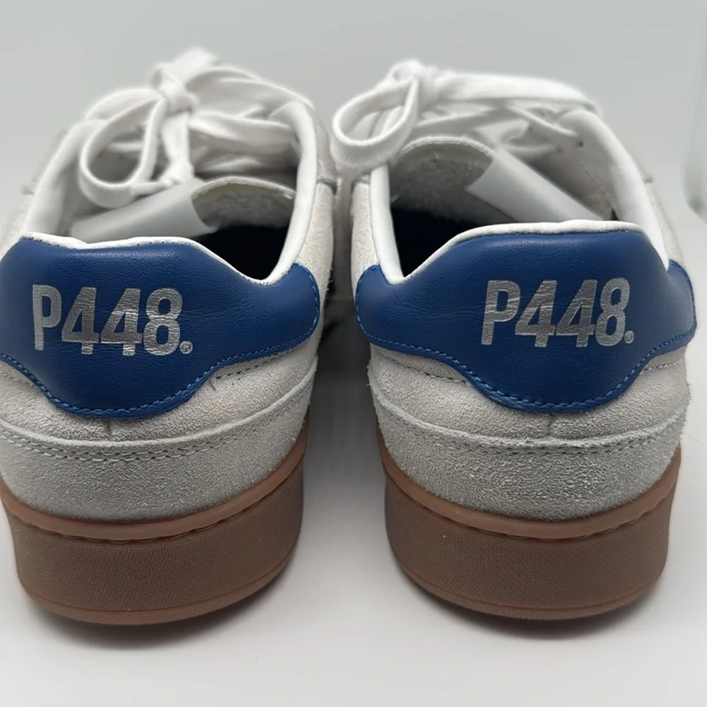 P448 Mens White At Heel and Tongue Vert Toe Wedge Leather Sneakers Shoes Size 39